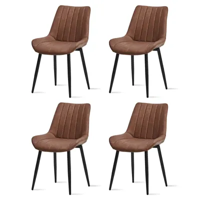 Produktbild von CLIPOP Esszimmerstühle 4er Set Polsterstühlen, gepolsterter Sitz, für Küche, Esszimmer, Braun