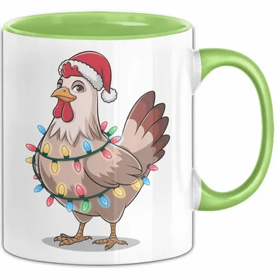 Produktbild von Huhn Weihnachtsfeier Tasse Geschenk Lustige Geschenkidee Spruch (Grün)