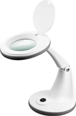 Produktbild von LED-Stand-Lupenleuchte, 6 W, weiß 450 lm, 100 mm Glaslinse, 1,75-fache Vergrößerung, 3 Dioptrien