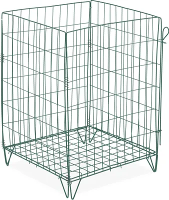Produktbild von Relaxdays Komposter Metall, Bodengitter und Füße, HxBxT: 68 x 46 x 46 cm, für Gartenabfall, Kompostgitter, Stahl, grün