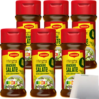 Produktbild von Maggi Würzmischung Nr. 4 knackige Salate 6er Pack (6x60g Glas) + usy Block