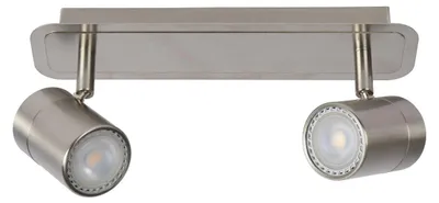 Image de Lucide LENNERT - Spot plafonnier LED 2xGU10 (2x5W, 640lm, 3000K, Chrome Satiné, Dimmable)