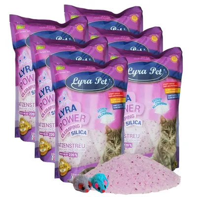 Produktbild von 6 x 5 Liter Lyra Pet® Lyra Power Silica Silikat klumpend Katzenstreu + 2 Mäuse