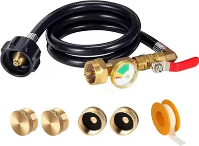 Produktbild von Propan-Nachfülladapterschlauch mit Manometer und EIN/AUS-Steuerventil, 3 Fuß/36 Zoll Verlängerung für 1-LB-Gastanks