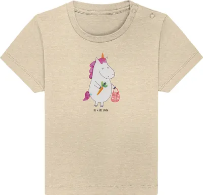 Produktbild von Mr. & Mrs. Panda  T-Shirt Einhorn Vegan 0. - 6. Monat - Natural Raw - Geschenk, Gesund Leben, Baby Shirt, Veganer, Öko, essen, Babyshirt, Unicorn, Veganismus, Rohkost