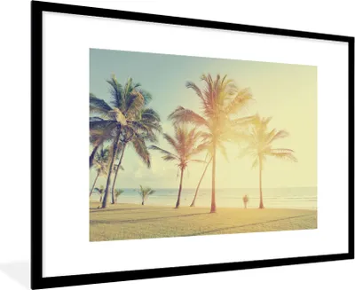 Produktbild von MuchoWow® Gerahmtes Poster Meer - Palme - Sommer - Sonne - Strand 90x60 cm - Poster mit Schwarzem Bilderrahmen Wandposter Rahmen Foto Bilder - Wanddekoration - Fotos