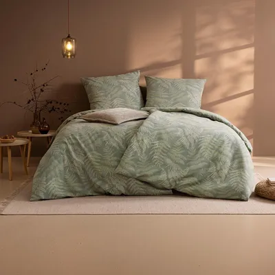 Produktbild von Estella Feinflanell Bettwäsche Tesero grün 155x220 cm + 80x80 cm