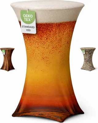 Produktbild von Stehtischhusse Stretch für Bistrotisch Motiv Ø 80-85x110-120 cm Bierglas