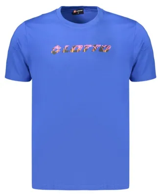Produktbild von Blaues Kurzarm Herren T-Shirt mit Rundhals und stylischem Logo-Druck