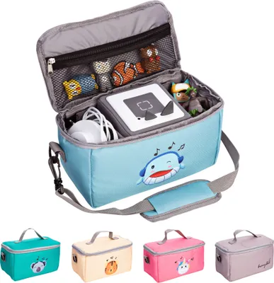 Produktbild von Tasche kompatibel für Toniebox Figuren und Box - Extra Fach für Tonies Hörfiguren - Umweltschonendes Material (rPET) - Toniebox Transporttasche für unterwegs - auch für Tigerbox Touch geeignet Blau