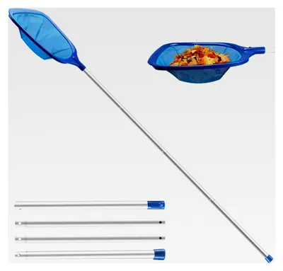 Produktbild von Poolkescher, 161 cm lang - Teichkescher mit Teleskopstange, 14,5 cm tief, feinmaschig - Für Teich, Algen, Bestway Pool, Spa, Teiche, Whirlpools
