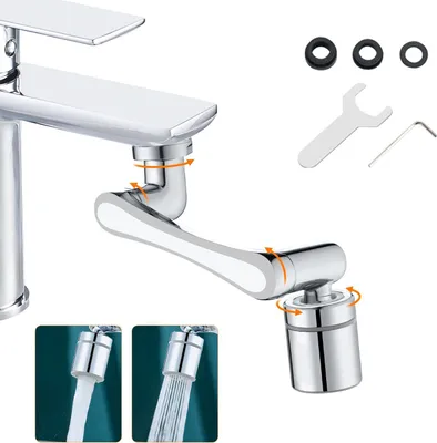 Produktbild von Schwenkbarer Wasserhahnauslauf (1440°) – 2-Düsen-Luftsprudler mit 20/22/24-mm-Adapter für Küche oder Bad, M91006