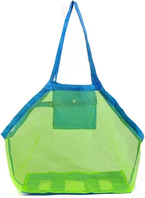Produktbild von Netztasche für Sandspielzeug Strandtasche Aufbewahrung Netz Tasche Sandspielzeug Kinder Aufbewahrungsnetz Sandspielzeug Strand Strandspielzeug Tasche Beachbag Faltbar (45 * 45cm)