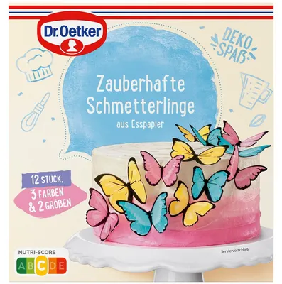 Zdjęcie produktu dla Dr. Oetker czarujące motyle w trzech kolorach 12 sztuk
