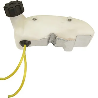 A fuel tank for a hedge trimmer, shown in isolation against a white background.