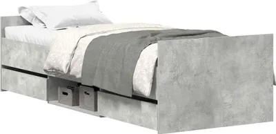 Image de vidaXL Cadre de lit avec tête et pied de lit gris béton 90x190 cm
