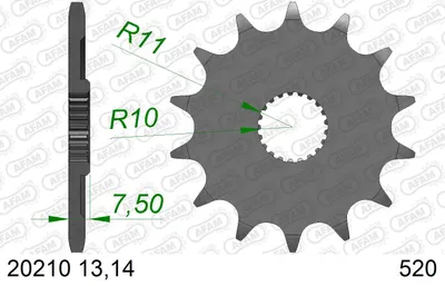 Produktbild von AFAM Stahl Standard Ritzel vorne - 520