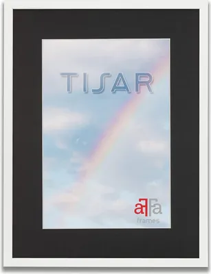 Produktbild von aFFa frames Tisar Bilderrahmen aus Holz mit Passepartout 40x60 cm Schwarz, leicht, rechteckig, mit Acrylglasfront, HDF-Rückwand Weiß (77) 50x70 cm