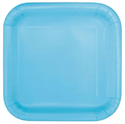 Produktbild von 16 kleine eckige Teller hellblau