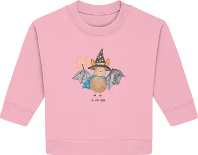 Produktbild von Mr. & Mrs. Panda Organic Baby Pullover Fledermaus Zauberer 6. - 12. Monat - Baumwolle Pink - Geschenk, Bullover, Lustige Sprüche, Fledermäuse, Frauen, Reinsteigern, Magier