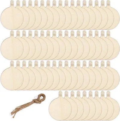Produktbild von Famanu Holz Weihnachtskugeln zum Bemalen - 7 cm - Kreative Weihnachtsbaumdekoration