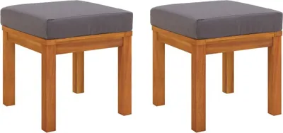 Produktbild von vidaXL Gartenhocker mit Kissen 2 Stk. 40x40x42 cm Massivholz Akazie