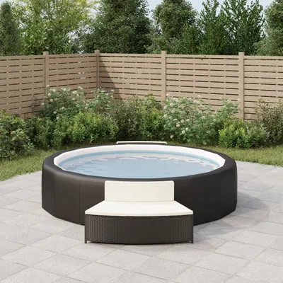 Produktbild von vidaXL Whirlpool-Bänke mit Auflagen 2 Stk. Schwarz Poly-Rattan