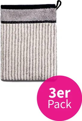 Produktbild von grace grand spa Waschhandschuhe Classic mit Streifen-Muster Hellgrau/beige One Size