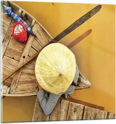 Produktbild von Bilder auf glas - Einteilig - Asiatisch Boot Brücke - 70x70cm - Glasbilder - Wandbilder - Bilder - zum Aufhängen bereit - Wanddekoration aus Glas - Glas Bilder - Wandbild auf Glas - GAC70x70-4844