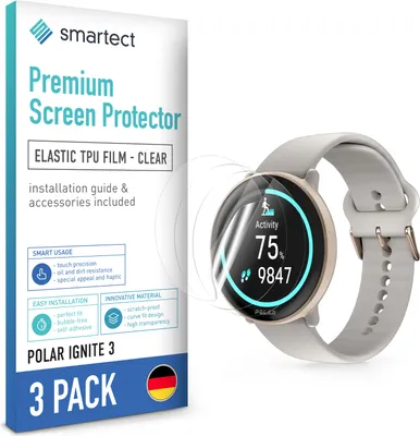 Produktbild von 3x TPU Schutzfolie Klar für Polar Ignite 3 Displayschutz Panzerfolie Bildschirm