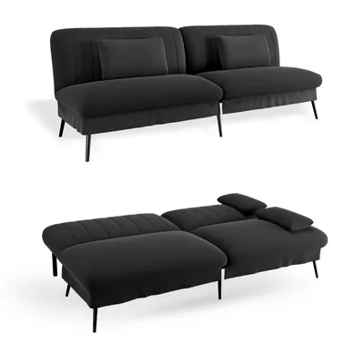 Image de COMHOMA Canapé-lit pliable avec fonction couchage - Canapé 2 en 1, canapé-lit multifonctionnel avec grande surface de couchage, canapé-lit peu encombrant Noir