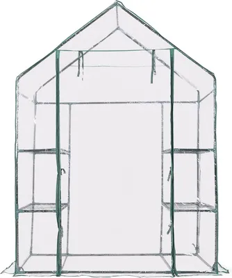 Produktbild von Gewächshaus mit Regalen, PVC-Abdeckung, 143 x 73 x 195 cm