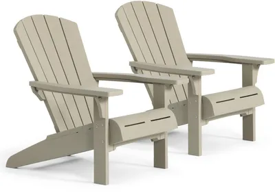 Produktbild von Keter Troy Adirondack Gartenstuhl 2er-Set – Salbeigrün – Holzoptik, wetterfest, klassisches Design