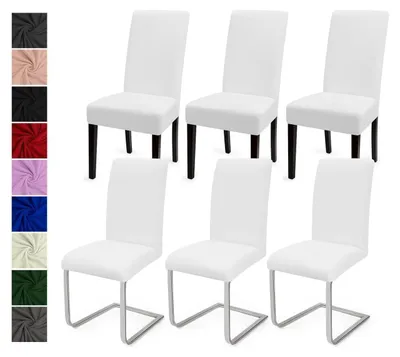 Productafbeelding van Stoelhoes set van 6, stretch, wasbaar, wit, geschikt voor eetkamer, hotel, bruiloft