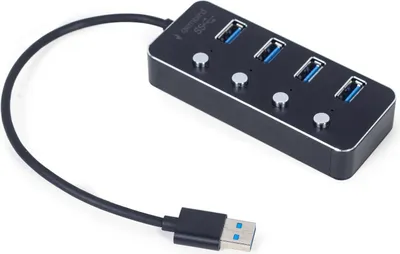 Image de GEMBIRD Gembird UHB-U3P4P-01 hub d'interface USB 3.2 Gen 1 (3.1 Gen 1) Type-A 5000 Mbit/s Noir