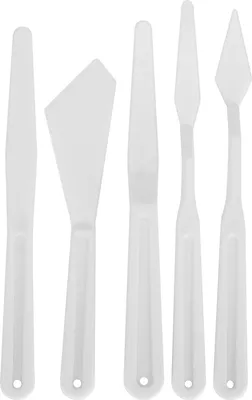 Image de set de 5 couteaux de palette d'artiste en plastique, accessoire portable pour spatule de peinture à l'huile