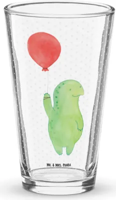 Produktbild von Mr. & Mrs. Panda Glas Schildkröte Luftballon - Transparent - Geschenk, Motivation, Tumbler, Bierglas, Jahrmarkt, Motivationsspruch, Schildkröten, Longdrinkglas