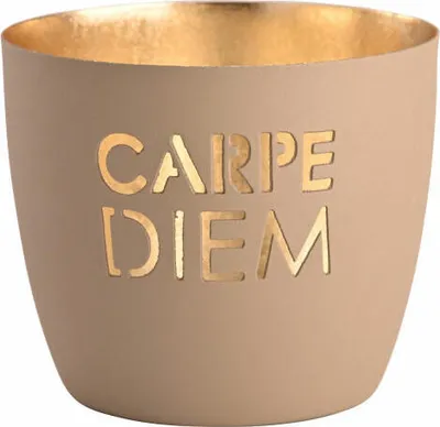 Immagine prodotto di Lanterna Madras Carpe diem M, porta tea light, porta candela, ferro, pietra arenaria/oro, H 8,5 cm, 1145904029