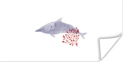 Produktbild von MuchoWow® Poster Fische - Pflanzen - Aquarell 80x40 cm - Wanddeko
