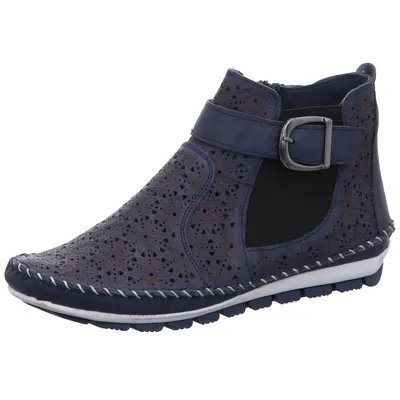 Produktbild von Gemini Damen Stiefelette Leder Cutouts floral Muster 382019-19, Größe:38 EU, Farbe:Blau
