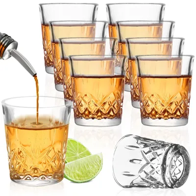 Imagen del producto de Vasos para chupitos de 5 cl, juego de 8 unidades, base pesada, aptos para lavavajillas, fabricados en vidrio sin plomo, ideales para fiestas