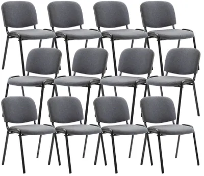 Produktbild von CLP 12er Set Besucherstuhl Ken Stoff stapelbar und mit gepolsterter Rückenlehne grau