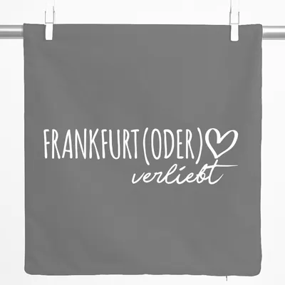 Produktbild von Huuraa Kissenbezug Frankfurt (Oder) verliebt 40x40cm Steel Grey Baumwolle Dekokissenbezug Geschenkidee