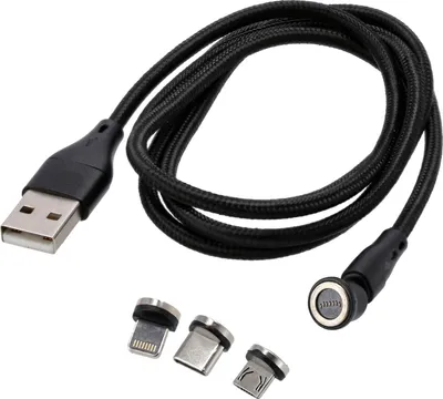 Image de Câble de charge USB magnétique 3 en 1 couleur noir