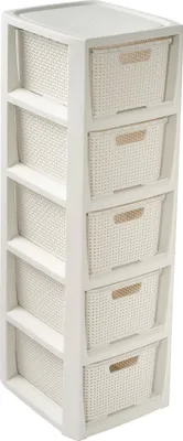 Obrázok produktu pre Ratanový kúpeľňový stojan s košíkmi 5 X 7L White