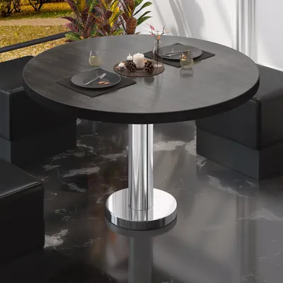 Produktbild von BML | Bistro Loungetisch | Ø:H 70 x 38,5 cm | Wenge / Edelstahl | Bistro Loungetisch Gastro Tisch