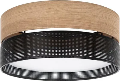 Image de Luminaire de plafond Nicol, deuxième choix, noir aspect bois, E27, LED, 4 ampoules, ø 50 cm