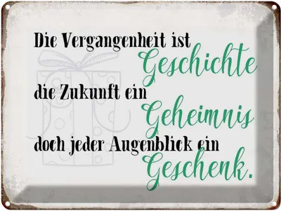 Produktbild von vianmo Blechschild 30x40 cm Vergangenheit Zukunft Augenblick Spruch Zitat