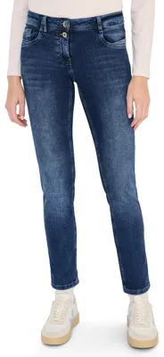 Productafbeelding van Cecil Jeans, slim fit, mid-blue, gebruikte look, maat 30