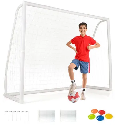 Produktbild von Fußball-Trainingstor für Kinder VX46314, Netz 244 × 183 cm, robuster PVC-Rahmen, weiß